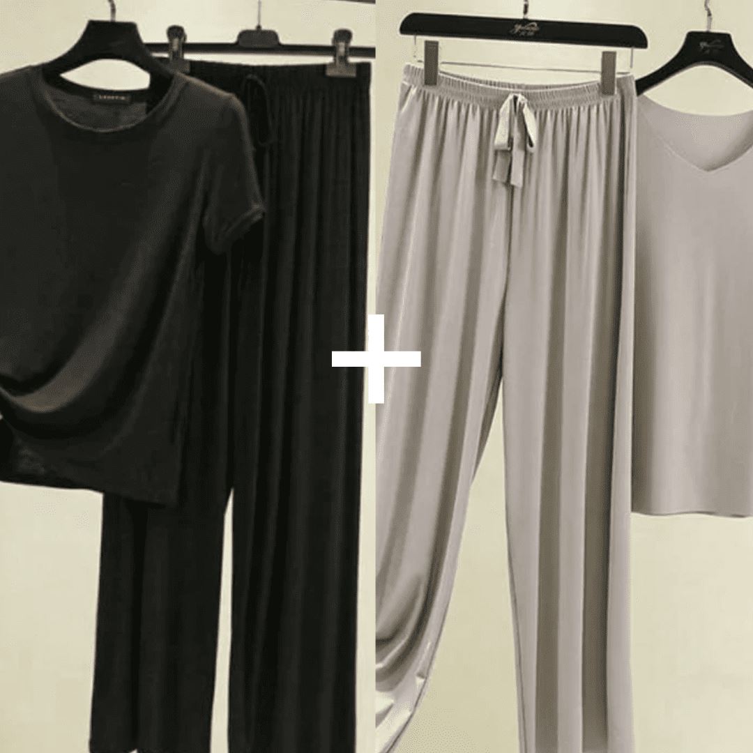 Conjunto Soft© (Camiseta + Calça) - Pague 1 leve 2 0 loja Zene Preto e Cinza PP (40-50kg) 