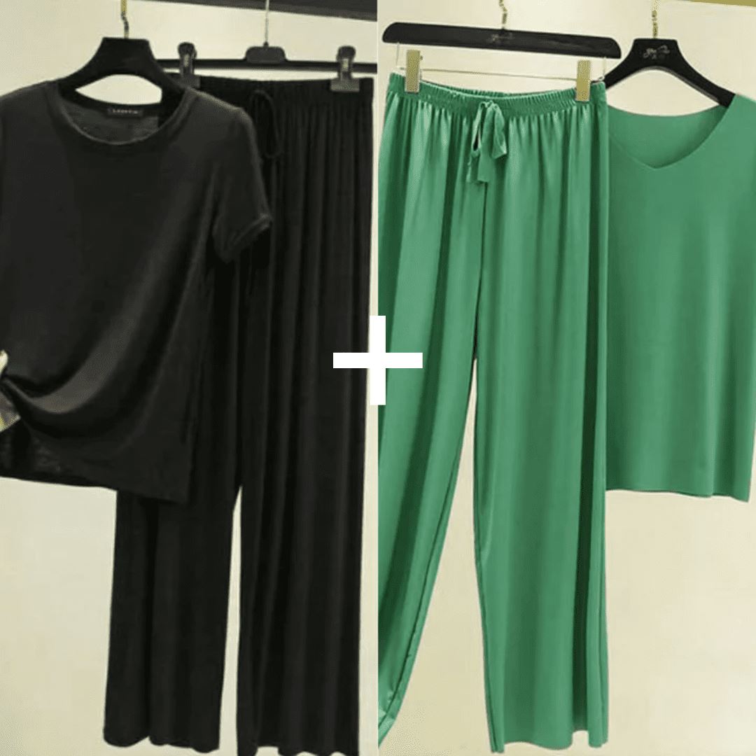 Conjunto Soft© (Camiseta + Calça) - Pague 1 leve 2 0 loja Zene Preto e Verde PP (40-50kg) 