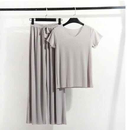 Conjunto Soft© (Camiseta + Calça) | Tendência verão 22/23 0 loja Zene Cinza PP (40-50kg) 